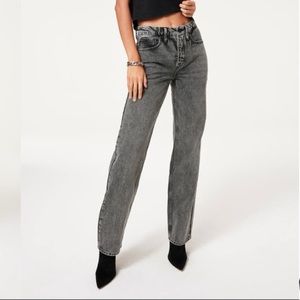 Good American Gray Straight Leg Jeans